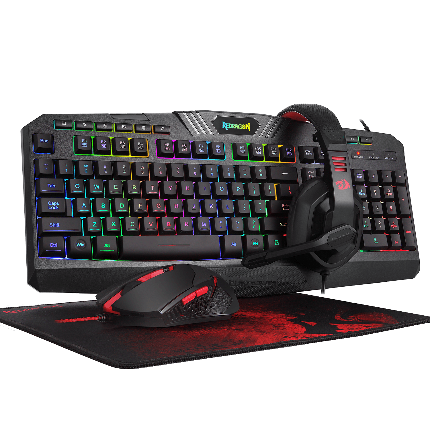 Redragon S101-BA-2 Wired Gaming Keyboard, Mouse, Headset, Mousepad Combo Set (4 in 1)
